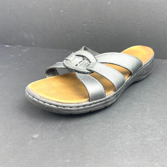 Skechers Women’s Luxe Foam Sandals Metallic Grey Slip-On Comfort Shoes Size 7 - Picture 4 of 8